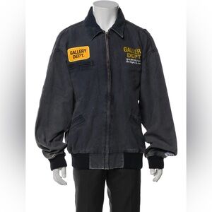 Navy Work Bomber Jacket with Yellow Patches